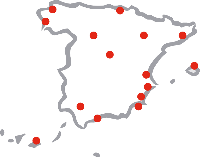 Mapa de España con las 15 oficinas de Auren